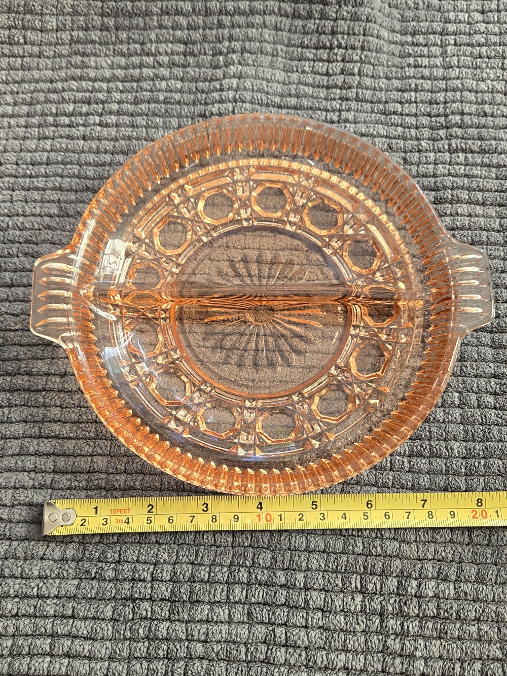Depression Glass Style Amber Divided Serving Dish
